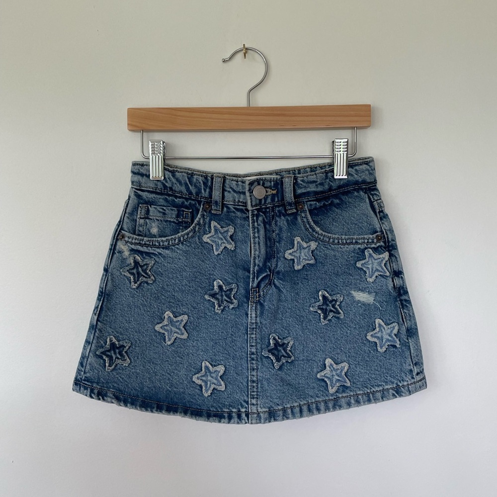 Zara Star Appliqué Denim Skort